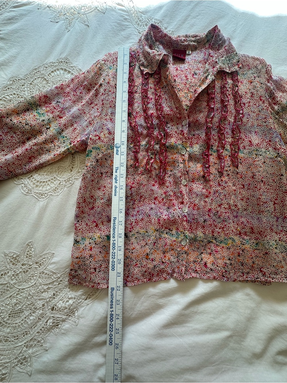 Johnny Was Silk Spring Ruffled Top, Medium - Picture 8 of 12